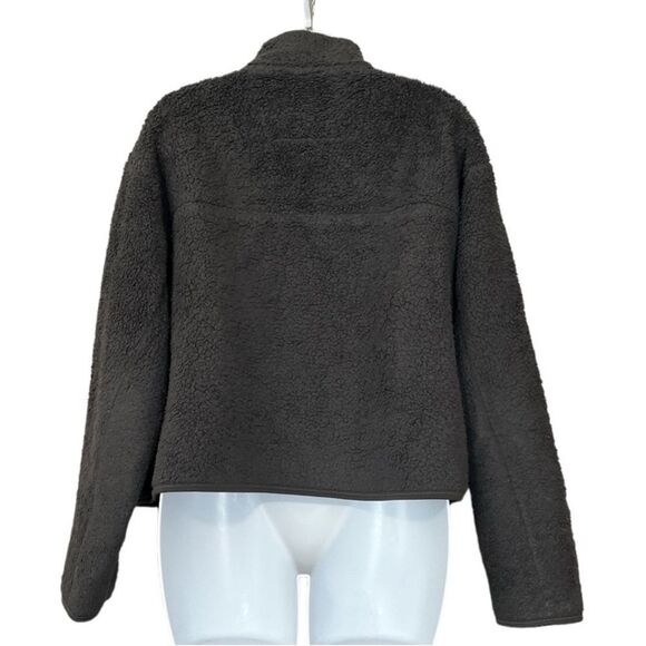 girlfriend collective charcoal gray 1/4 zip recycled fleece sweatshirt Sz S - Picture 6 of 13